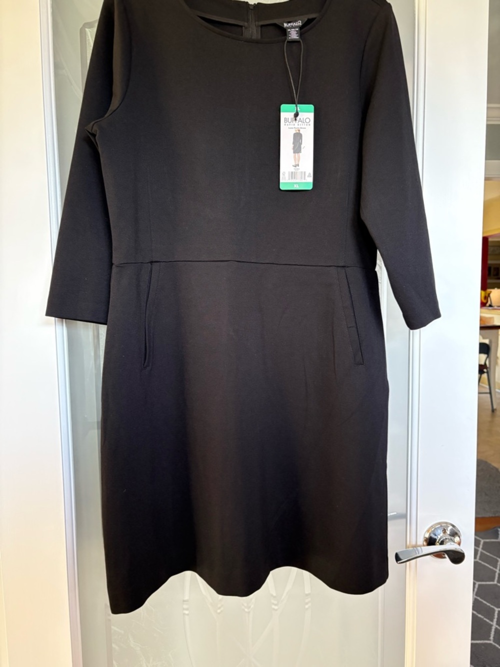 Buffalo David Bitton Luxe Ponte Long Sleeve Sheath Dress Black Sz XL NWT - Picture 3 of 8